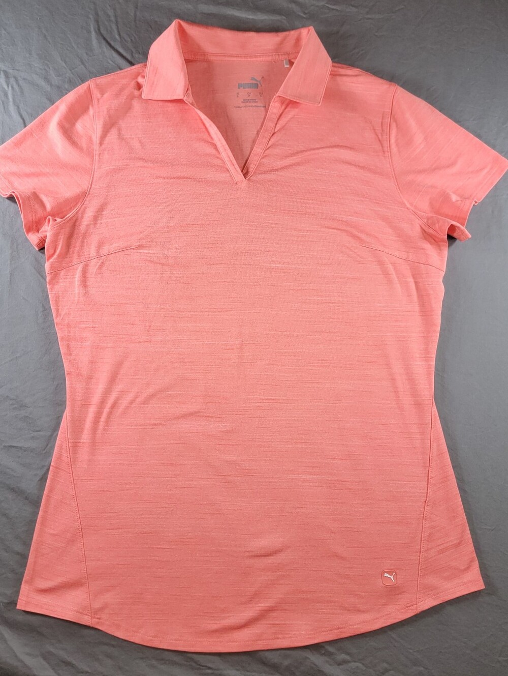 Puma Women's Coral Pink Short-Sleeve Polo Shirt, Small